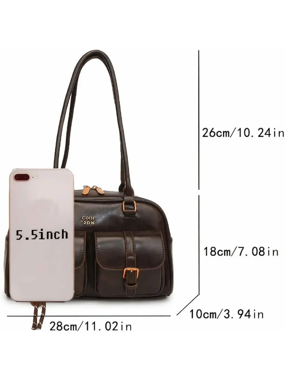 Vintage Y2K Leather Shoulder Bag - Cute Brown Hobo Purse for Women, Summer Style